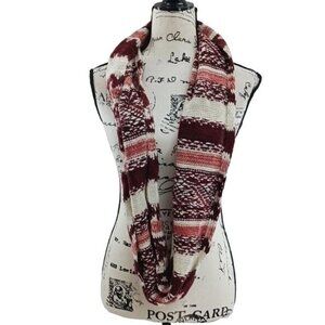 American Eagle Scarf Pink Burgundy Infinity Rabbit Hair Winter Womens One Size